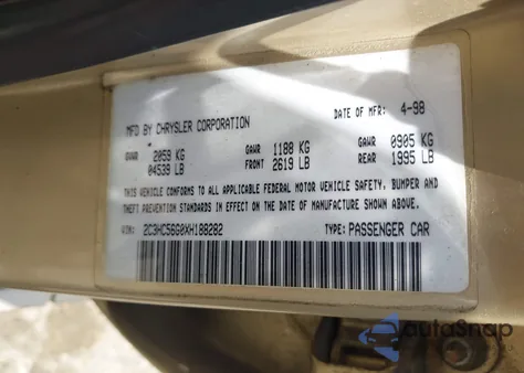 1999 Chrysler Lhs from USA, damaged, VIN 2C3HC56G0XH188282